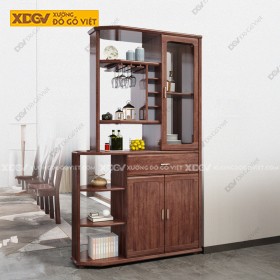 Tủ Rượu Gỗ Sồi Cánh Kính Nhiều Ngăn Tầng Kệ Tủ