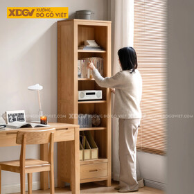 Tủ Sách Tối Giản Gỗ Sồi Cấu Trúc Kệ Mở Đường Nét Tinh...