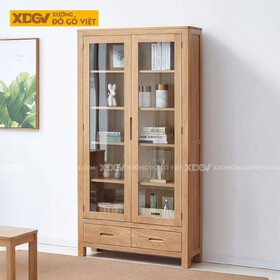 Tủ Sách Văn Phòng Gỗ Sồi Bo Cạnh Thiết Kế Ngăn Kéo Đa Năng