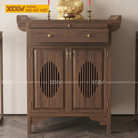 Tủ Thờ Gia Tiên Gỗ Óc Chó Thiết Kế Cánh Vòng Nan Thoáng Khí