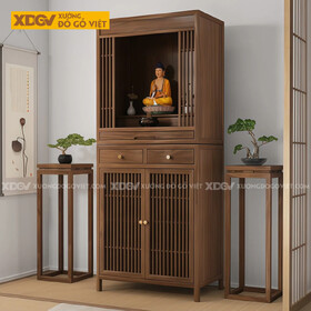 Tủ Thờ Gỗ Óc Chó Tủ Nan Thoáng Khí Kèm Ngăn Kéo Lưu Trữ Lớn