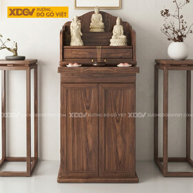 Tủ Thờ Tam Cấp Gỗ Óc Chó Thiết Kế Dáng Hộp Họa Tiết...