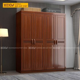 Tủ Treo Quần Áo Gỗ Lim Dạng Hộp Cánh Pano Kẻ Rãnh Đẹp